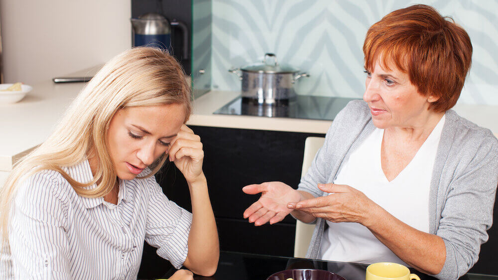 Mom and daughter talking