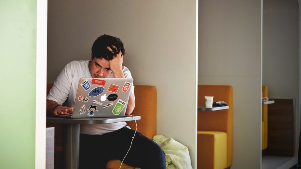 Desperate Man at Computer