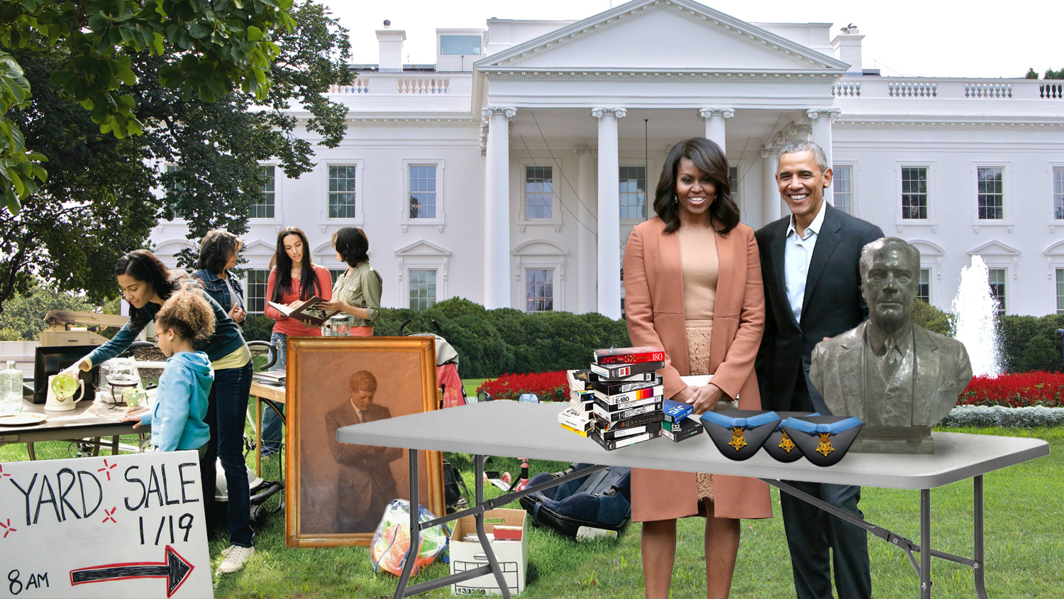 Barack and Michelle Obama Host Their Annual Yard Sale Outside the White House