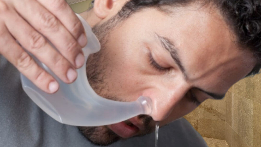 Man Using Neti Pot