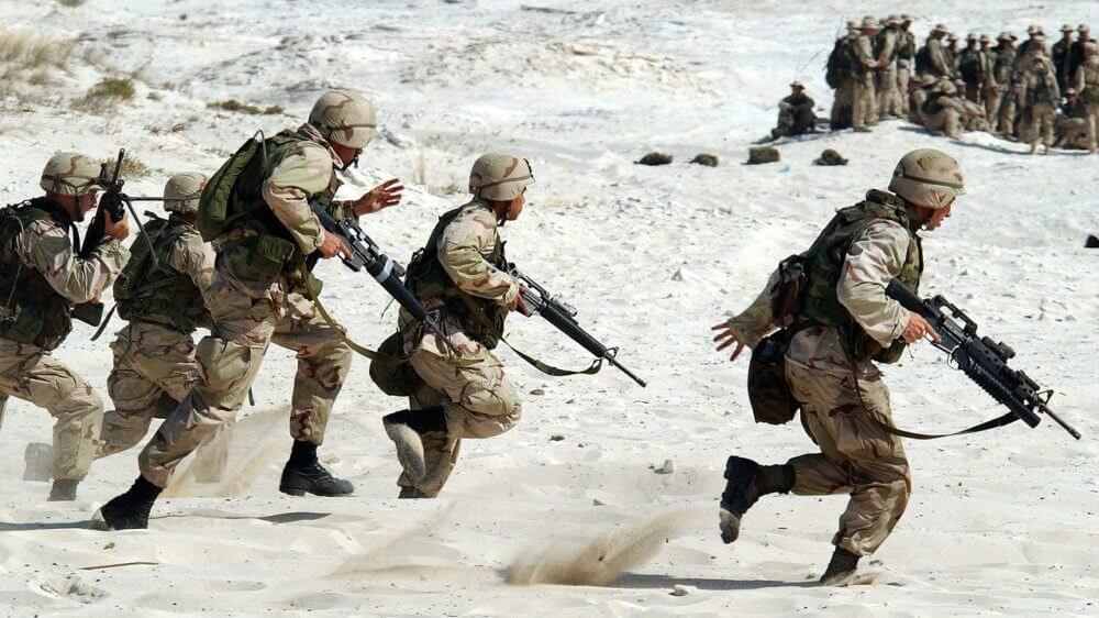 Soldiers Running Into Battle