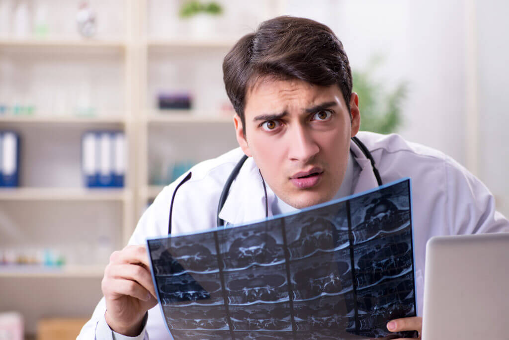 Shocked young doctor