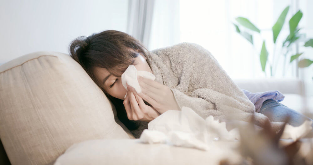 Woman with flu