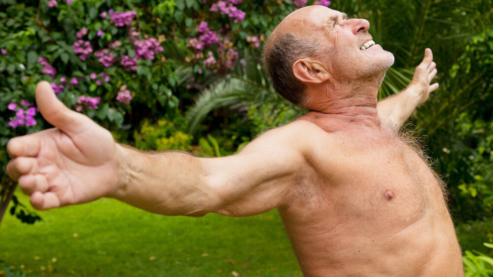 naked man in garden