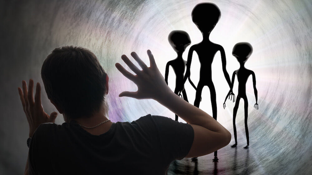 Man meeting aliens