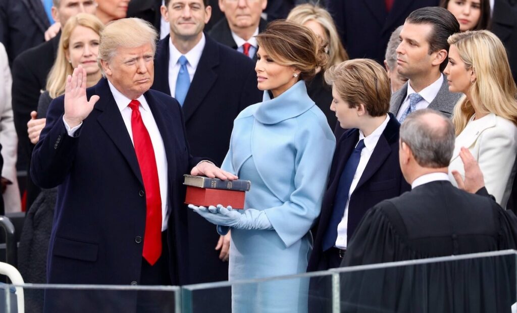 Donald Trump Hand on Bible