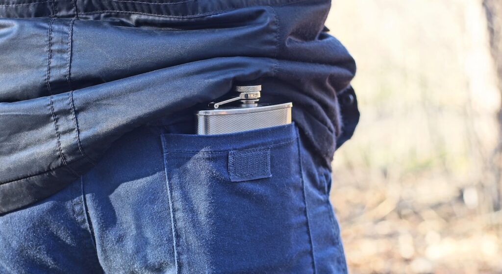 Metal Flask in Pocket