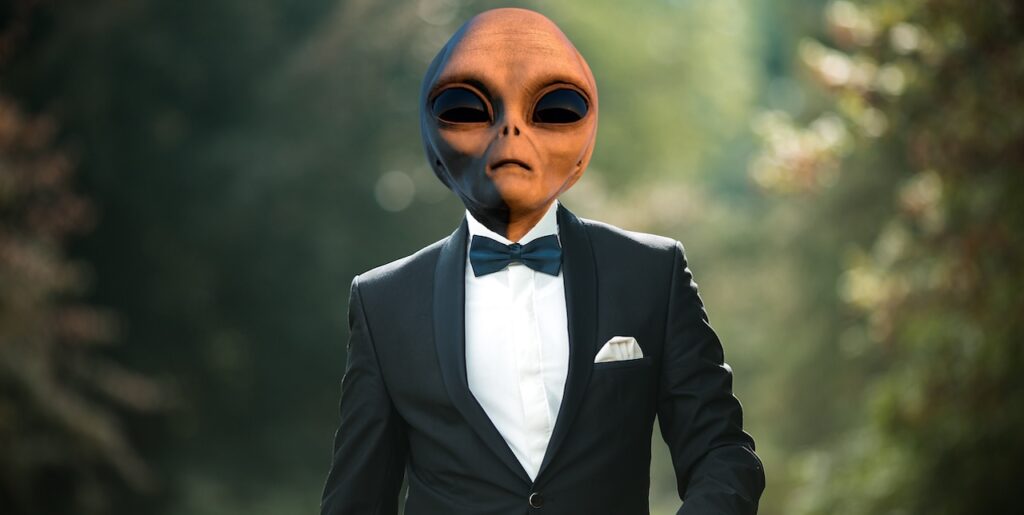 Alien groom getting married