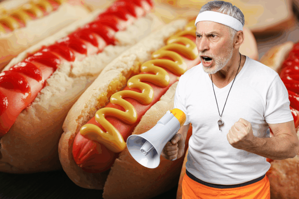 Old Coach Yelling at Hot Dogs